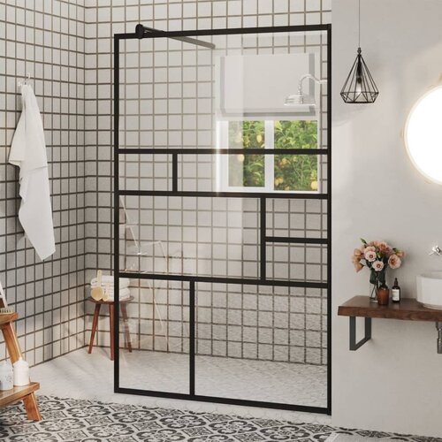 Furnova Pregrada za tu&amp;scaron; s prozornim ESG steklom 100x195 cm črna, (21917938) Slike