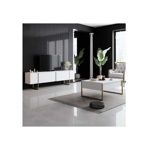 Hanah home Luxe Sto za dnevnu sobu, Bijelo-Zlatna Slike