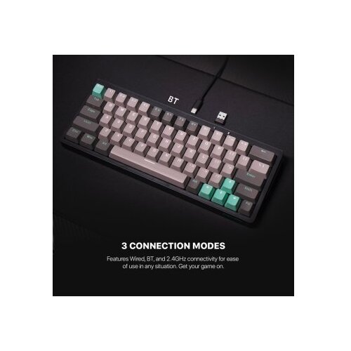 Fantech MK912 atom PRO63 rgb blue switch gejmerska bežična mehanička tastatura siva Slike