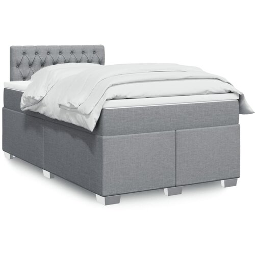 VidaXL Box spring postelja z vzmetnico svetlo siva 120x200 cm blago Slike