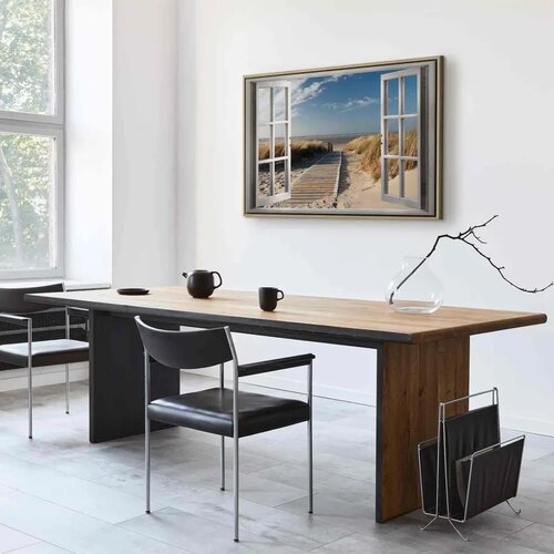  Slika - Window: View of the Beach 90x60 U prirodnom drvenom okviru Slike