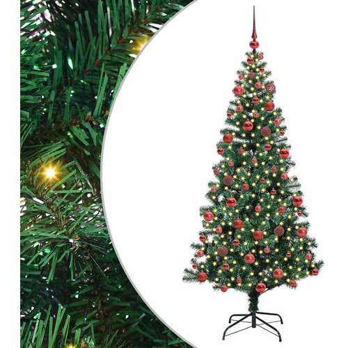  Umjetno predsvijetljeno božićno drvce Zelena 180 cm PVC i metal Slike
