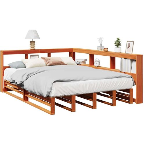  Krevet s regalom za knjige bez madraca 135 x 190 cm od borovine Slike