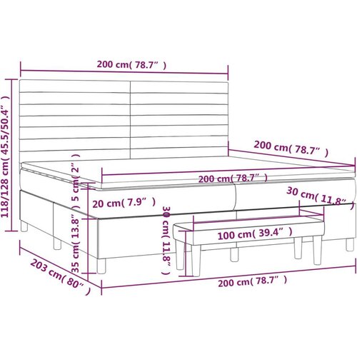 VidaXL Krevet s oprugama i madracem smeđesivi 200x200 cm od tkanine Slike