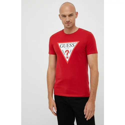 Guess Bombažen t-shirt rdeča barva