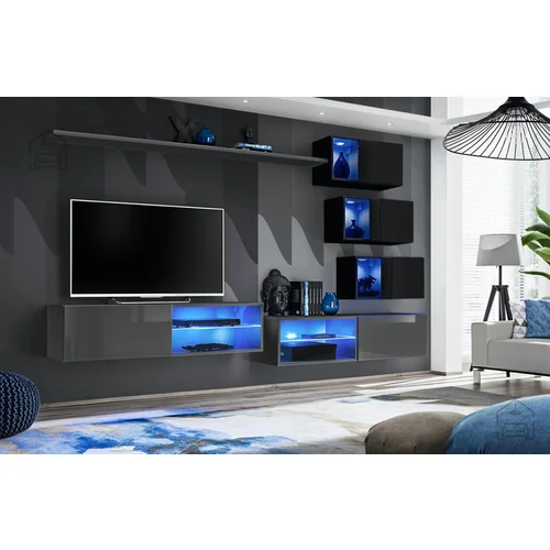 ASM Meble Dnevni TV regal Switch XXIV 260 cm LED - grafit/črni