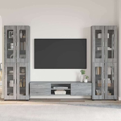  Set TV komoda s ladicama Siva Sonoma Konstruirano drvo Slike