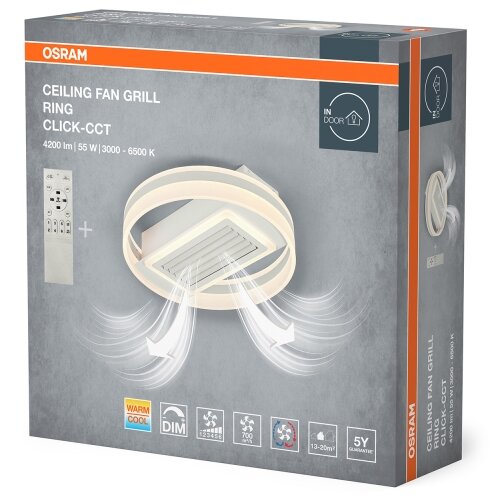 Osram LED prigu&amp;scaron;iva stropna svetiljka sa ventilatorom CEILING FAN LED/55W/230V bela+daljinski upravljač Slike