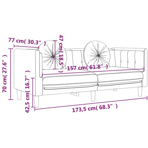  2-dijelni set sofa s jastucima svjetlosivi bar&amp;scaron;unasti Slike