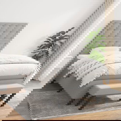 The Living Store Box spring postelja z vzmetnico svetlo siva 90x200 cm blago - Box Spring Postelja, (21520562) Slike