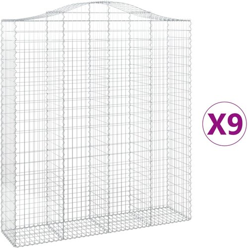  Lučne gabionske ko&amp;scaron;are 9 kom 200x50x220/240cm pocinčano željezo Slike