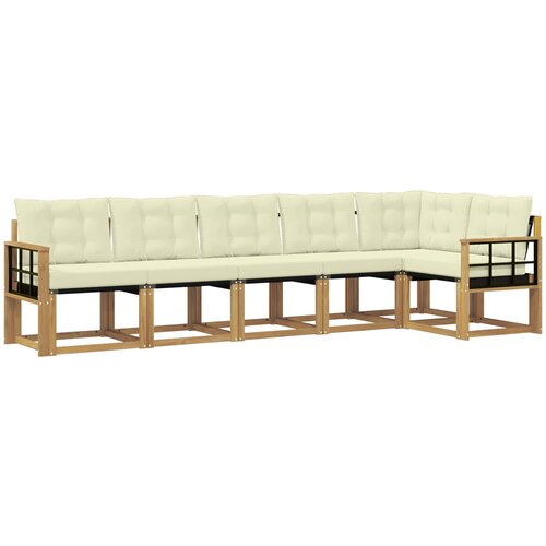  Set vanjskih sofa 6 kom. Bijela i krem Smeđa 306 x 128,5 x 73 cm Slike