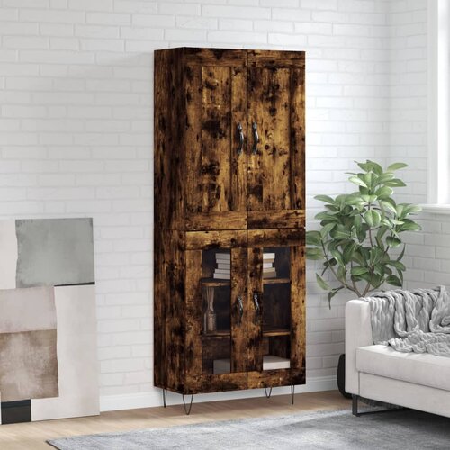 vidaXL Visoka komoda dimljeni hrast 69 5x34x180 cm konstruiranog drva Cijene