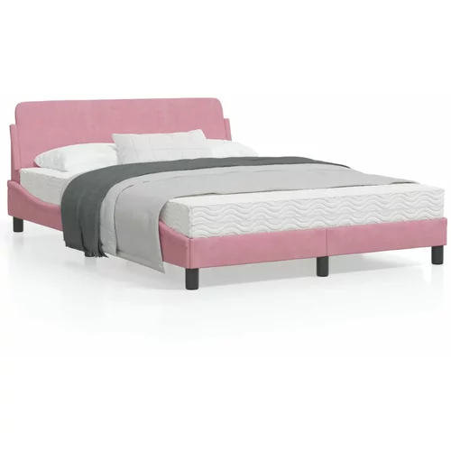 vidaXL Okvir za krevet s uzglavljem ružičasti 140x190 cm baršunasti