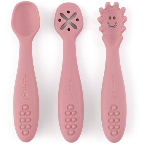 Petite&amp;amp;Mars Silikonske žlice za trening od 3 kom 6 m+ Take&amp;amp;Match, Dusty Rose Slike