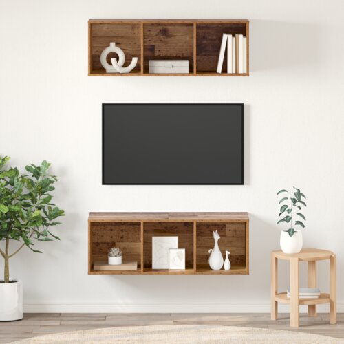 VidaXL Zidni TV ormari s policom Zidne s pohranom 2 pcs Staro drvo 37 x 37 x 107.5 cm Slike