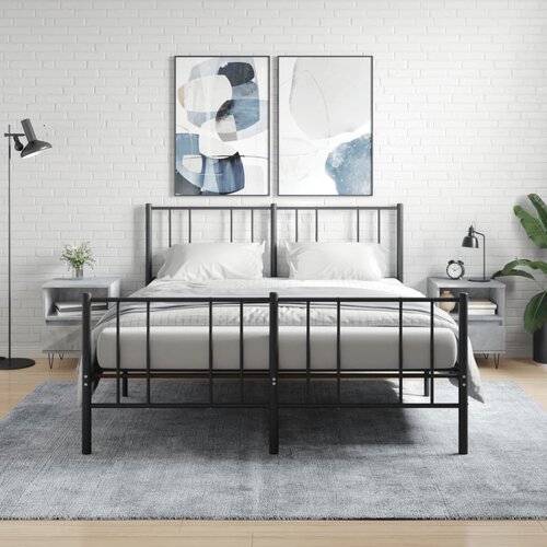 VidaXL Noćni ormarići 2 kom boja betona 40x35x50 cm konstruirano drvo Slike