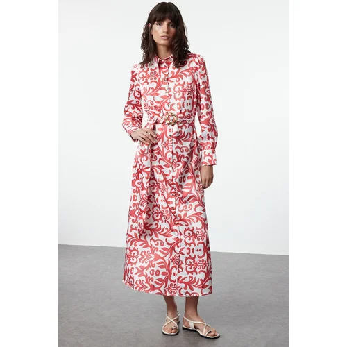 Trendyol Ecru Floral Patterned Woven Dress