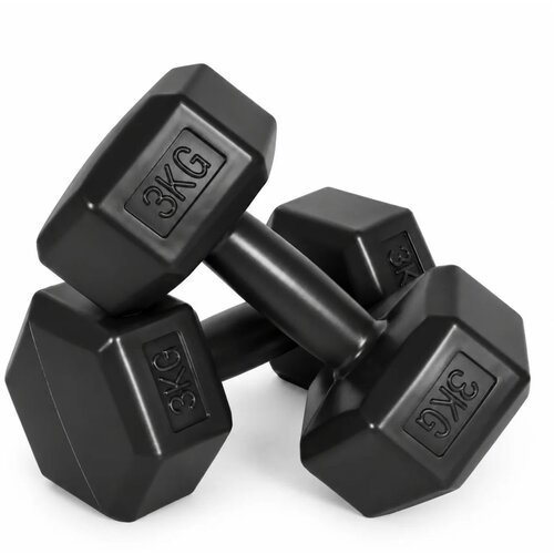 MOVEPRO set heksagonalnih bučica 2 &amp;times; 3 kg &amp;ndash; utezi za vježbanje i fitness, crni Slike