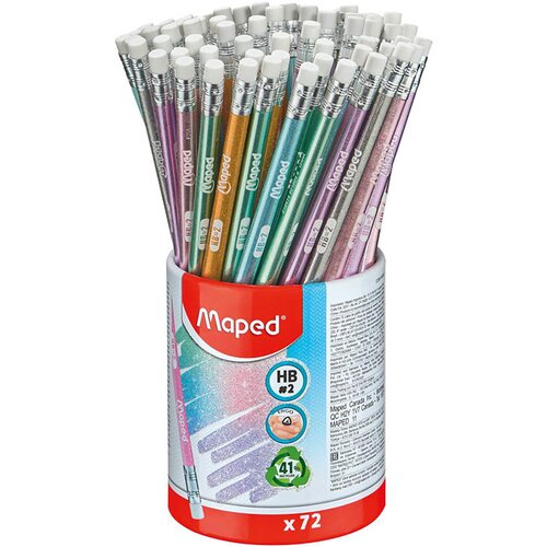Maped Grafitni svinčnik z radirko Glitter HB, 72 kosov Slike