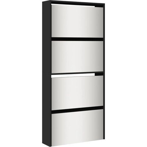 Maison Chic Omarica za obutev - Kopa za čevlje z ogledalom 4-nadstropna črna 63x17x134 cm, (21776576) Slike