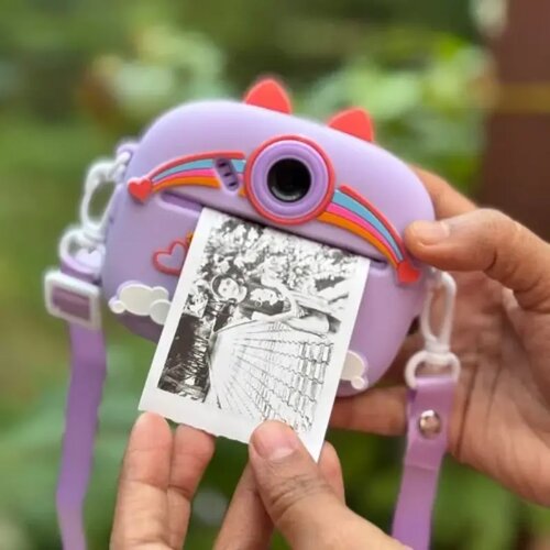  Dečiji fotoaparat Jednorog U&amp;scaron;ko sa instant &amp;scaron;tampačem Ljubičasta Slike