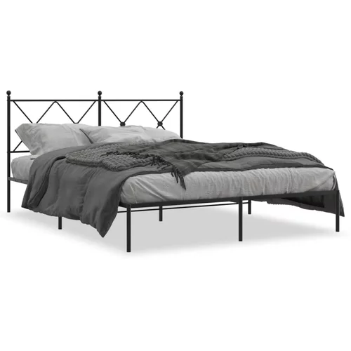 vidaXL Metalni okvir za krevet s uzglavljem crni 150x200 cm