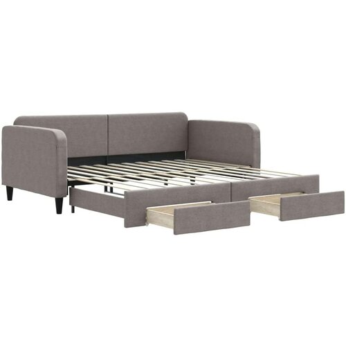 VidaXL Dnevni krevet na razvlačenje smeđesivi 100 x 200 cm od tkanine Slike