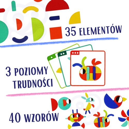 Woopie Green drvena Montessori slagalica, 40 uzoraka za preslagivanje, 55 kom. Slike