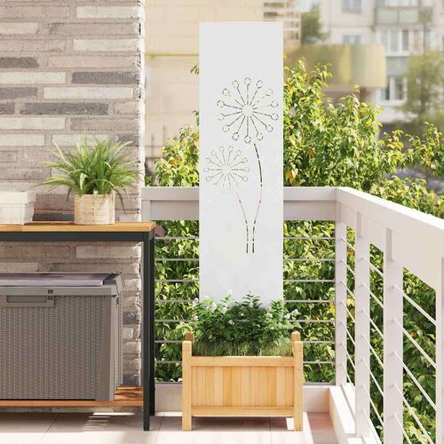 VidaXL Privatnost u vrtu Bijelo 32 x 140 cm Hladno valjana čelična Slike