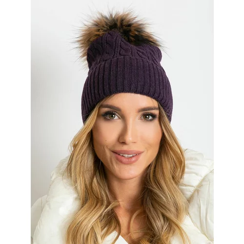 Fashion Hunters Cap with braids and purple bamboo pompom