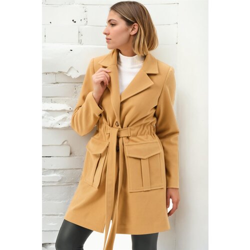Dewberry Z6778 WOMEN&amp;#039;S COAT-DARK CAMEL Slike