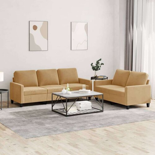  2-dijelni set sofa s jastucima smeđi baršunasti Cijene