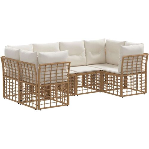  Set vanjskih sofa s jastukom 6 pcs Prirodna Poliester - Prirodna Cijene