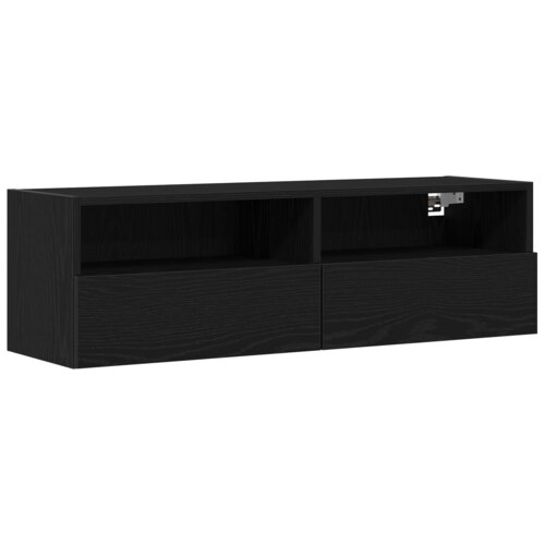 VidaXL TV Stenska omara Črna hrast 100x30x30 cm Inženirski les, (22012325) Slike