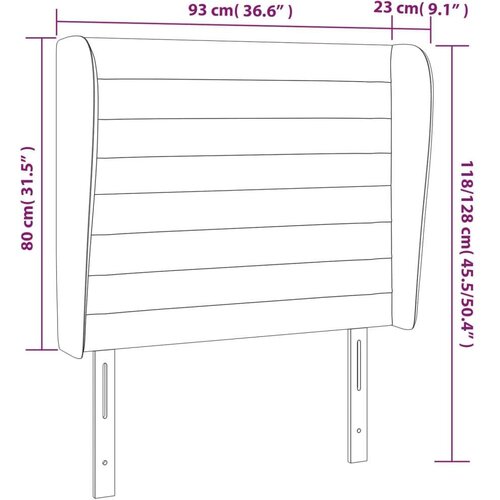  Uzglavlje s u&amp;scaron;ima tamnoplavi 93x23x118/128 cm bar&amp;scaron;unasti Slike