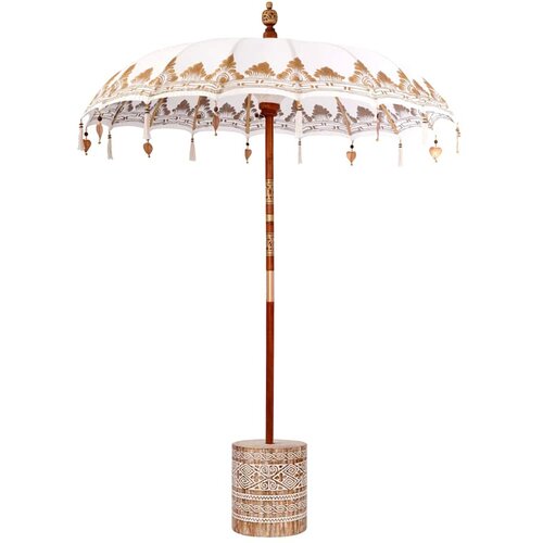 VidaXL Balijski dežnik z osnovo krema 185 x 185 x 260 cm, (5000190706) Slike