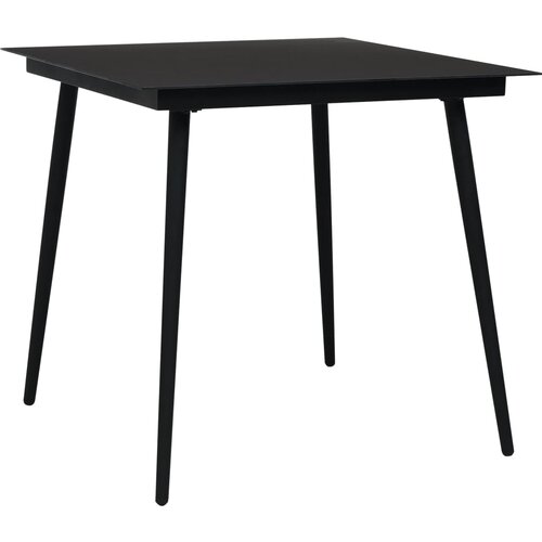 VidaXL Vrtni blagovaonski stol crni 80 x 80 x 74 cm od čelika i stakla Slike
