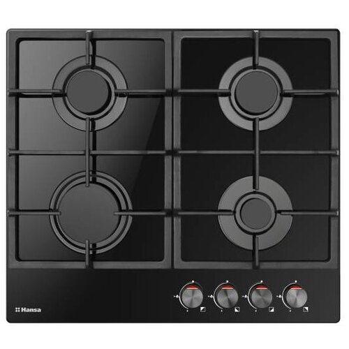 Hansa Ploča za kuhanje BHKS610502, inox, 4 x plin, gus re&amp;scaron;etka, crna, staklokeramika Slike