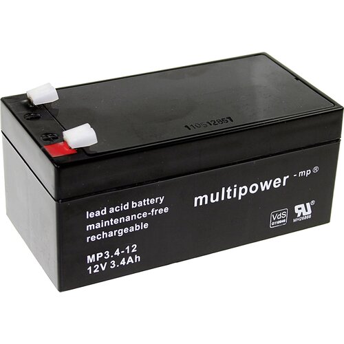 Multipower PB-12-3,4-4,8 MP3,4-12 svinčeni akumulator 12 V 3.4 Ah svinčevo-koprenast (&Scaron;xVxG) 134 x 66.5 x 67mm plo&scaron;čati vtič 4,8mm brez vzdrževanja, n, (20439209) Cene
