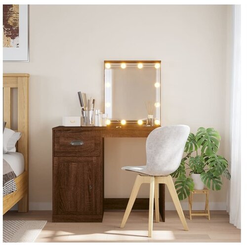 vidaXL Toaletni stolić LED smeđa boja hrasta 90 x 42 x 132 5 cm Cijene