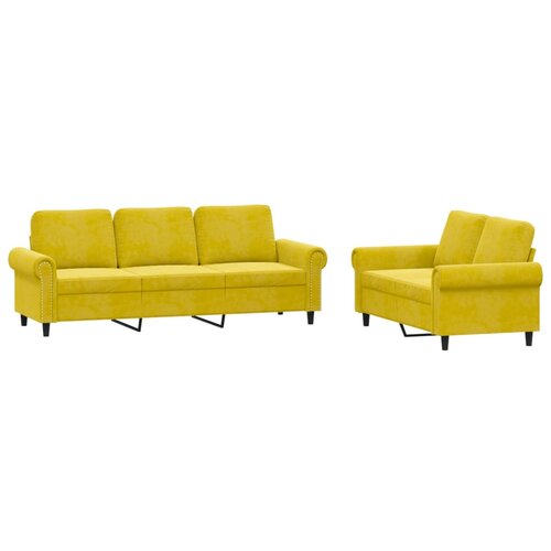 Maison Chic Sedežna garnitura - kavč 2-delna z blazinami rumen žamet, (21729092) Cene