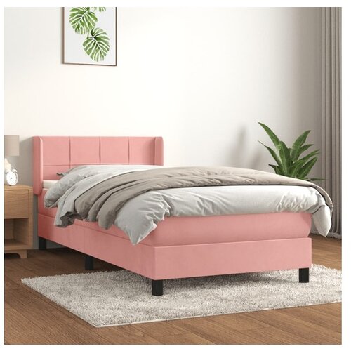 Box spring postelja z vzmetnico roza 80x200 cm žamet Cene