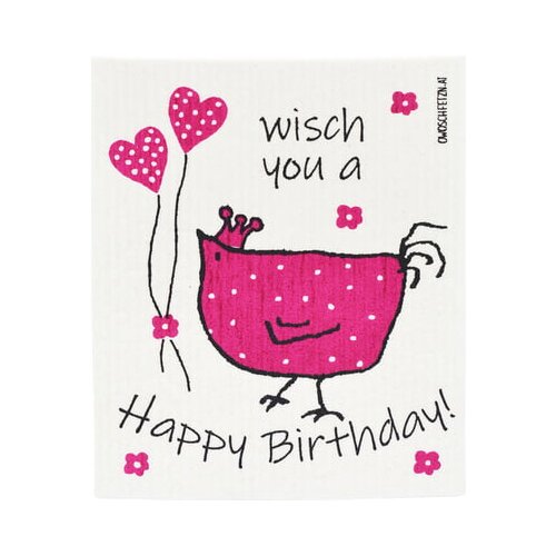 OWOSCHFETZN Gobasta krpa "Kokoš Berta - Happy Birthday" - Roza Cene