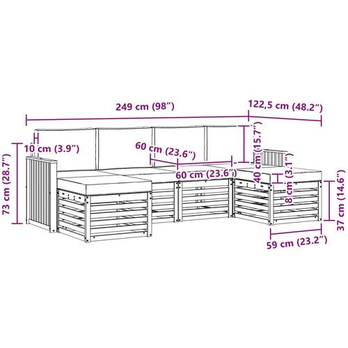  Set vanjskih sofa 6 pcs Bijela i antracit 249 x 122,5 x 73 cm Slike