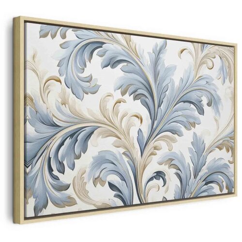  Slika - Baroque Ornaments in Light Cream-Blue Hues 120x80 U prirodnom drvenom okviru Cene