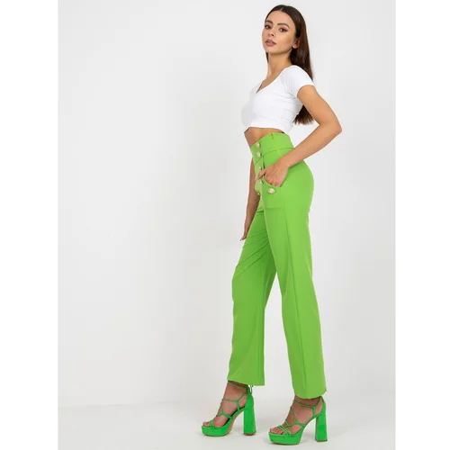 Fashion Hunters Light green women's suit trousers with pockets
