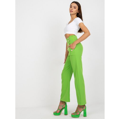 Fashion Hunters Light green women's suit trousers with pockets Slike