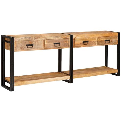  Konzolni stol s ladicama 2 pcs Smeđa Grubo masivno drvo manga Cijene