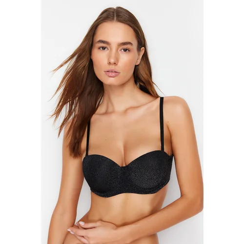 Trendyol Black Glossy Polyamide Push-Up Straplast Bra